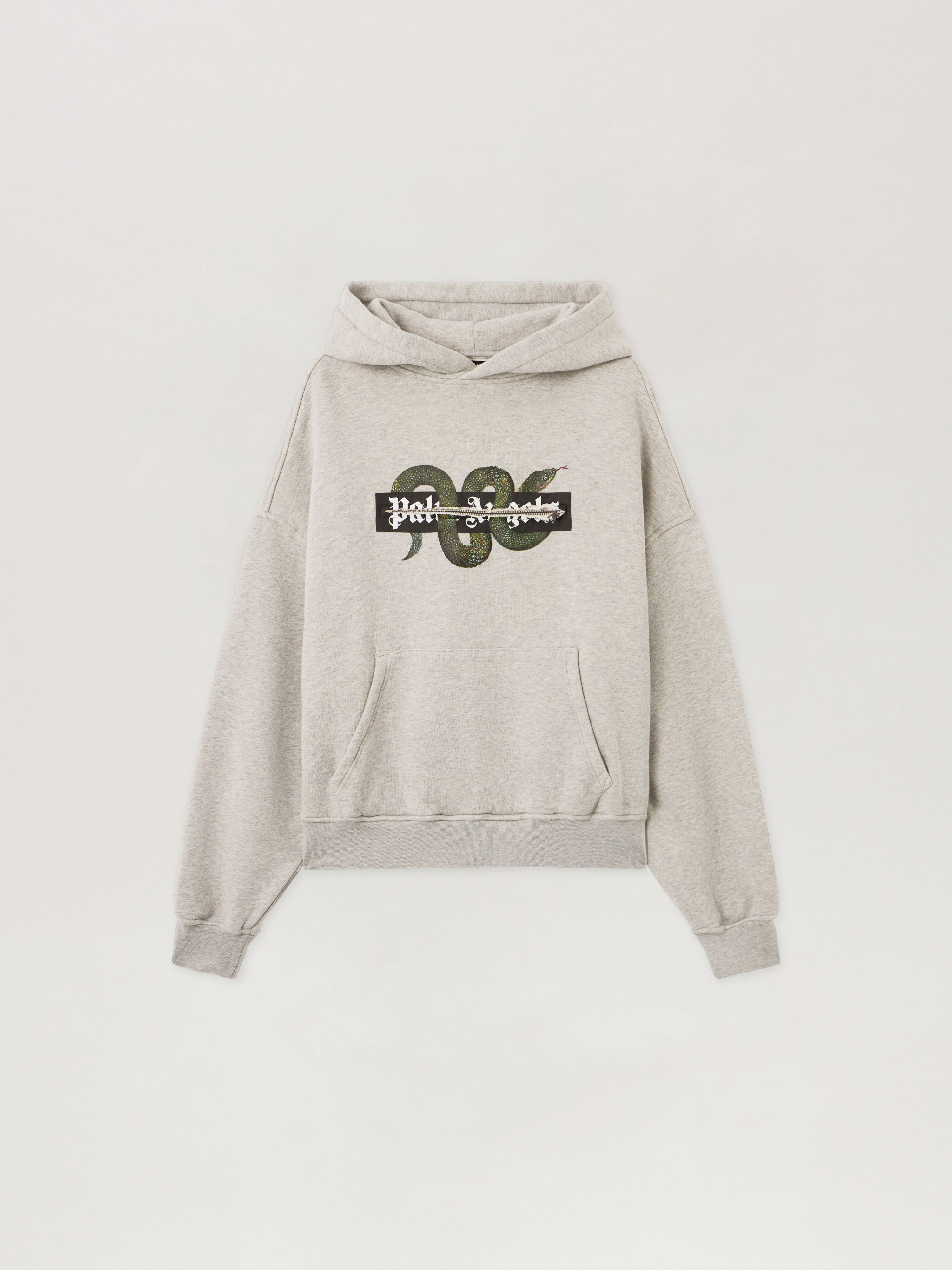 PALM ANGELS Snake Graphic Hoodie GREY MELANGE - GREEN PMBB17GF25FLE001