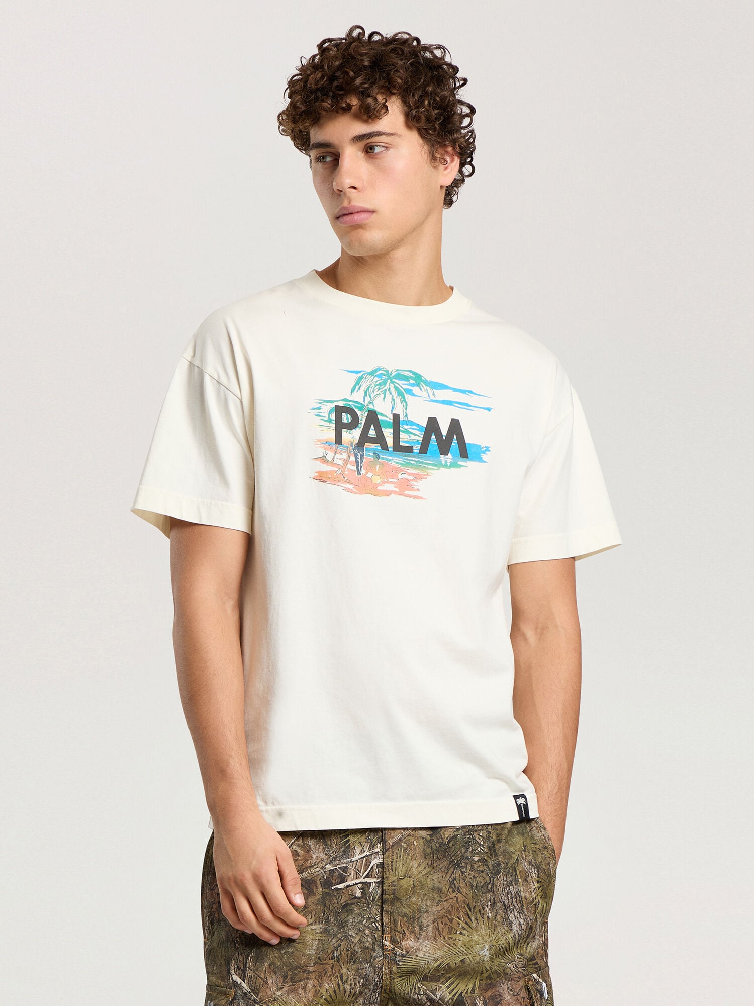Palm Island Regular T-Shirt PALM ANGELS Palm Island Regular T-Shirt OFF WHITE - MULTICOLOR PAMAA01F26JR04