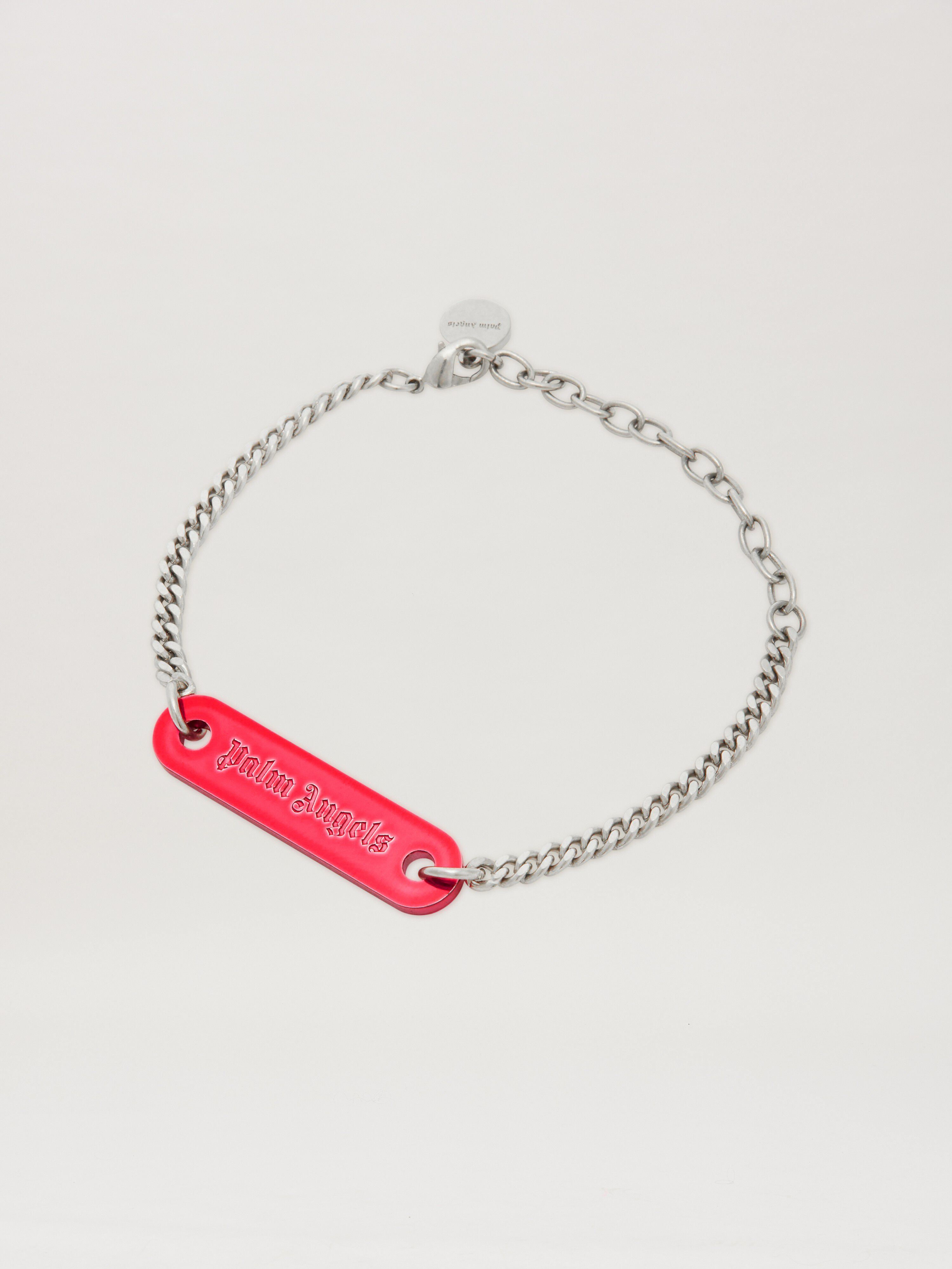 PALM ANGELS  Metallic Logo Plate bracelet SILVER - RED PMOA052S25MAT001