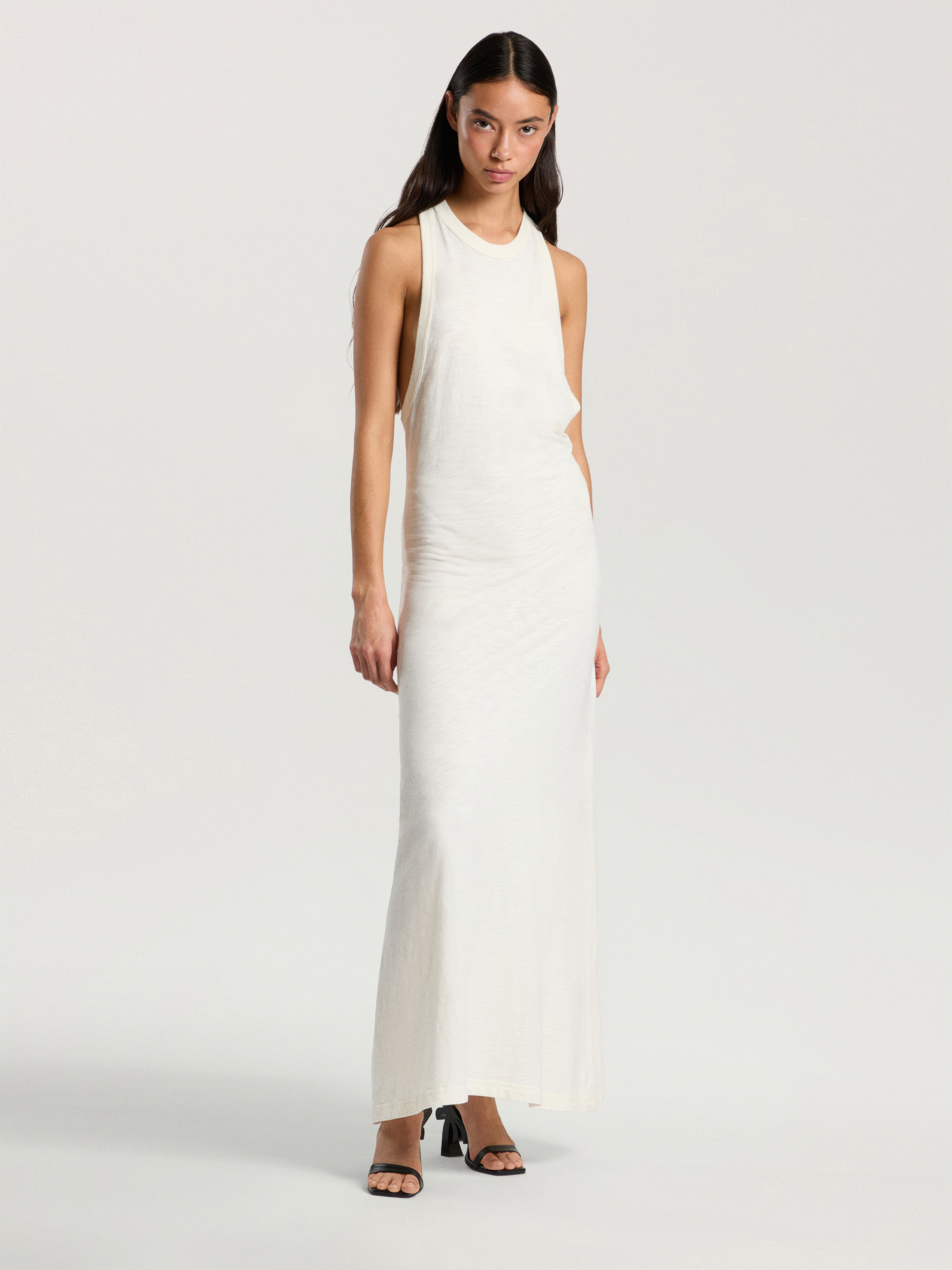 PALM ANGELS Curved Logo Essential Dress OFF WHITE - KAKI PAWDH01F26JR01