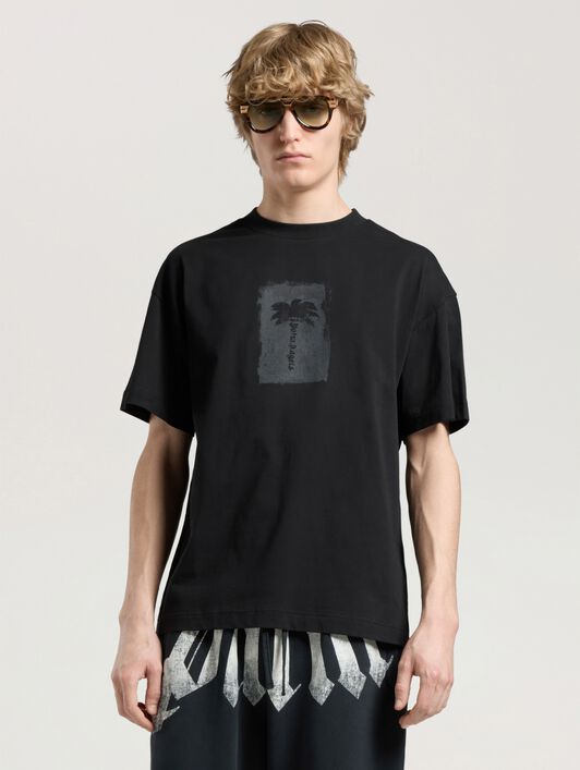 Brushed Palm Tree Regular T-Shirt PALM ANGELS Brushed Palm Tree Regular T-Shirt BLACK - GREY PAMAA01W26JR19