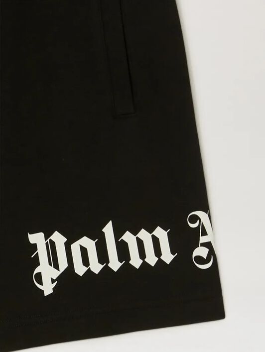 PALM ANGELS  Overlogo sweat shorts BLACK OFF WHITE PBCI006C99FLE002