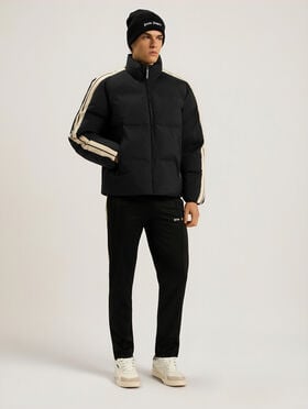 PALM ANGELS Classic Logo Track Puffer Jacket BLACK - OFF WHITE PAMEJ01F26FB01