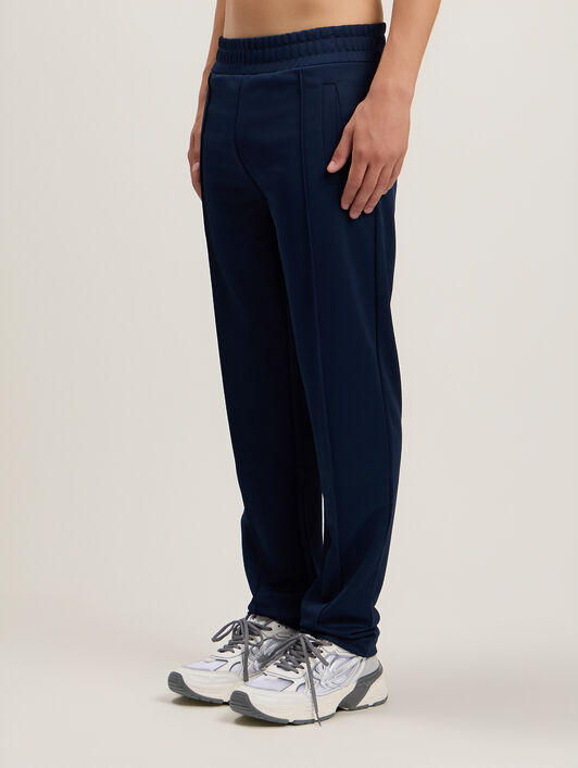 PALM ANGELS Back Curved Logo Track Pants NAVY BLUE OFF WHITE PMCJ048S26FAB001