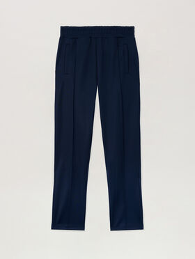 PALM ANGELS Back Curved Logo Track Pants NAVY BLUE OFF WHITE PMCJ048S26FAB001