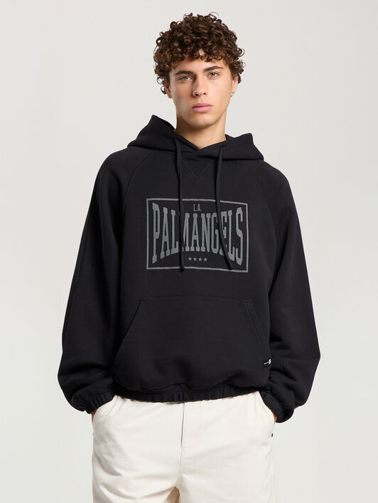PALM ANGELS Vintage Box Logo Loose Hoodie BLACK - GREY PAMBB04F26FL01