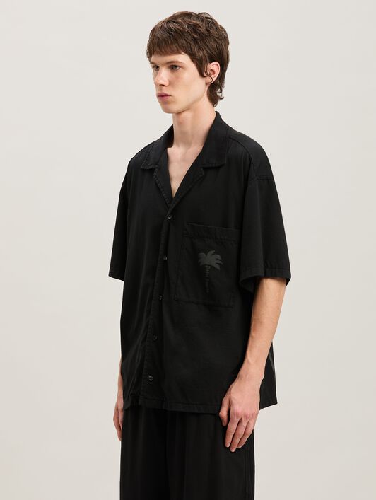PALM ANGELS  Palm dyed bowling shirt BLACK - BLACK PMGG009S25FAB001