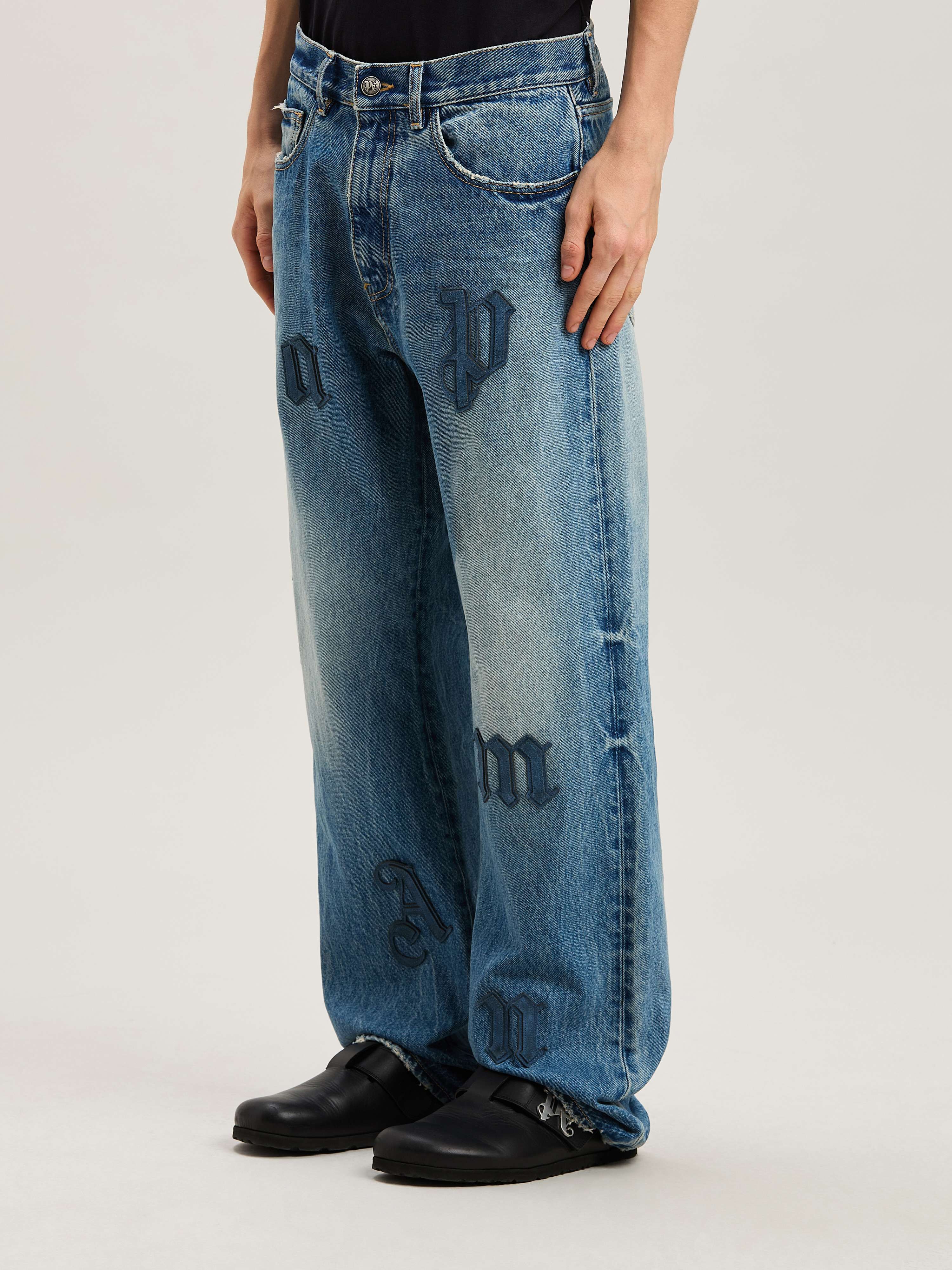 PALM ANGELS  Logo Patch denim pants LIGHT BLUE - LIGHT BLUE PMYA041S25DEN006