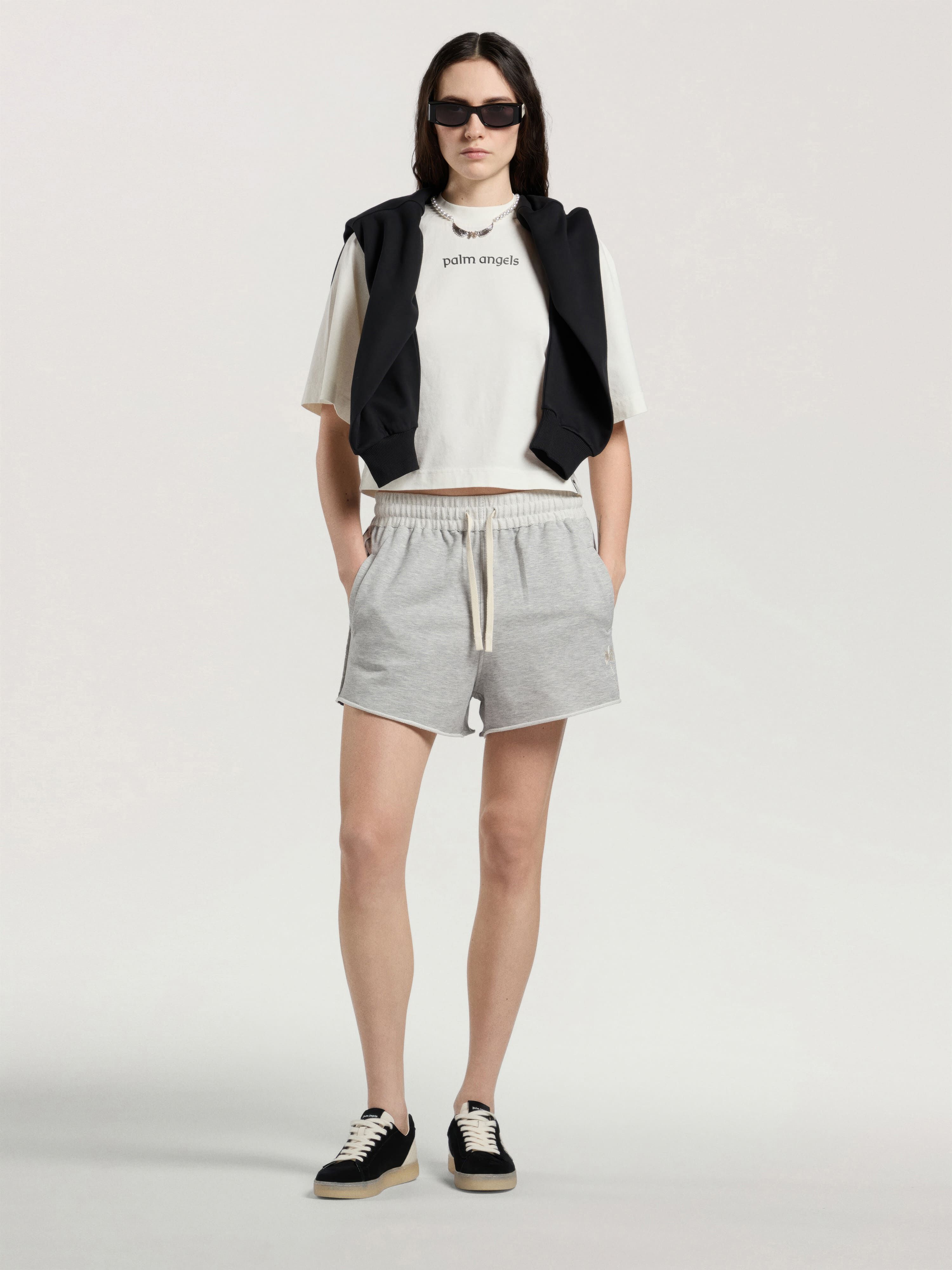Lions Herald Boxy T-Shirt PALM ANGELS Lions Herald Boxy T-Shirt OFF WHITE - BLACK PAWAA03W26JR04