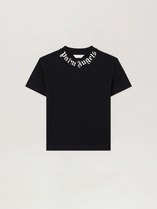 PALM ANGELS Neck Logo Brushed T-Shirt NERO/BLACK PBAA003S26JER004