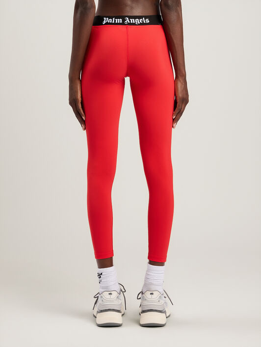 PALM ANGELS Classic Logo Sport Leggings RED BLACK PWVG016S26FAB001
