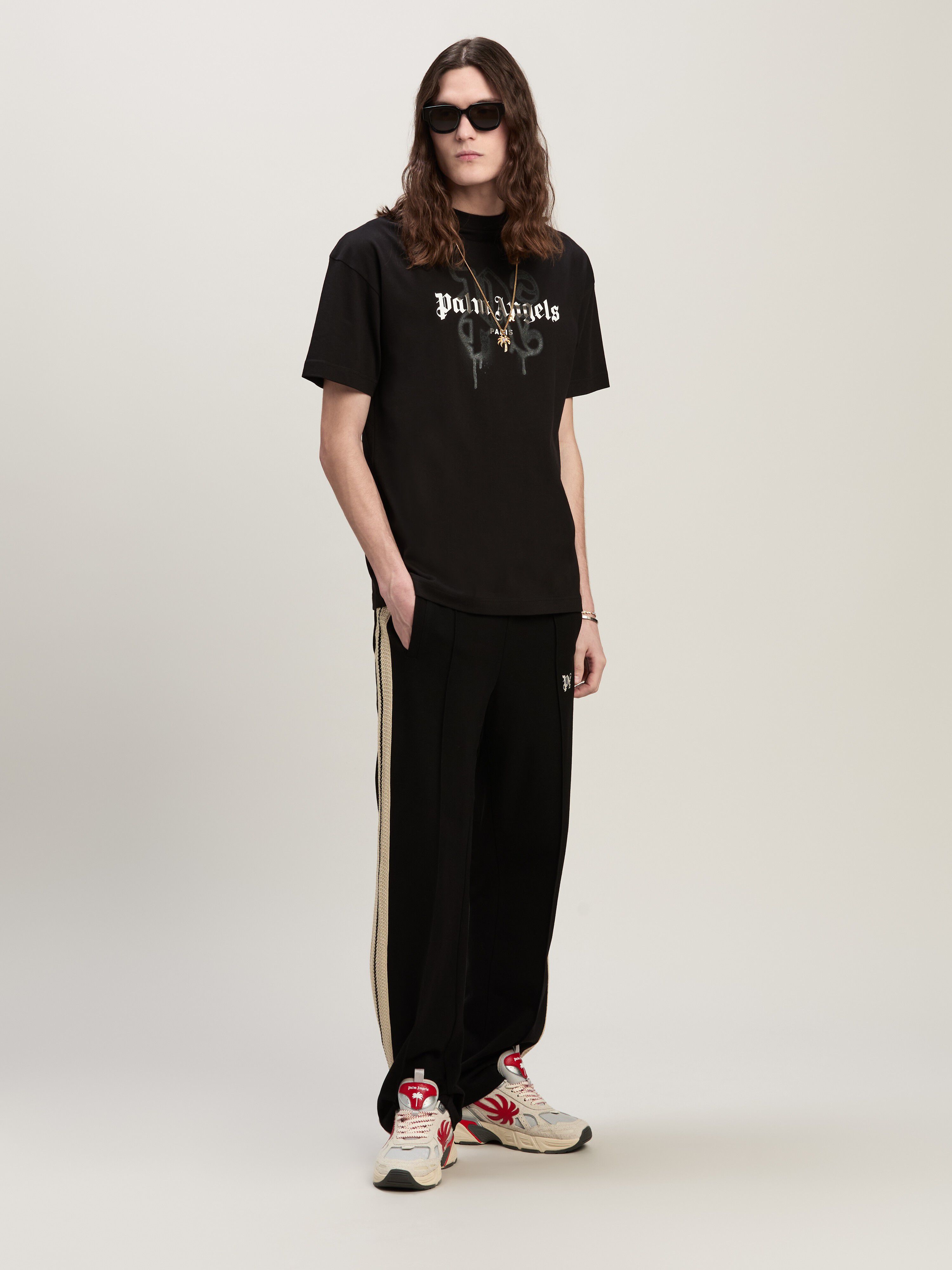 PALM ANGELS Monogram Spray City T-Shirt Paris BLACK PMAA001C99JER027