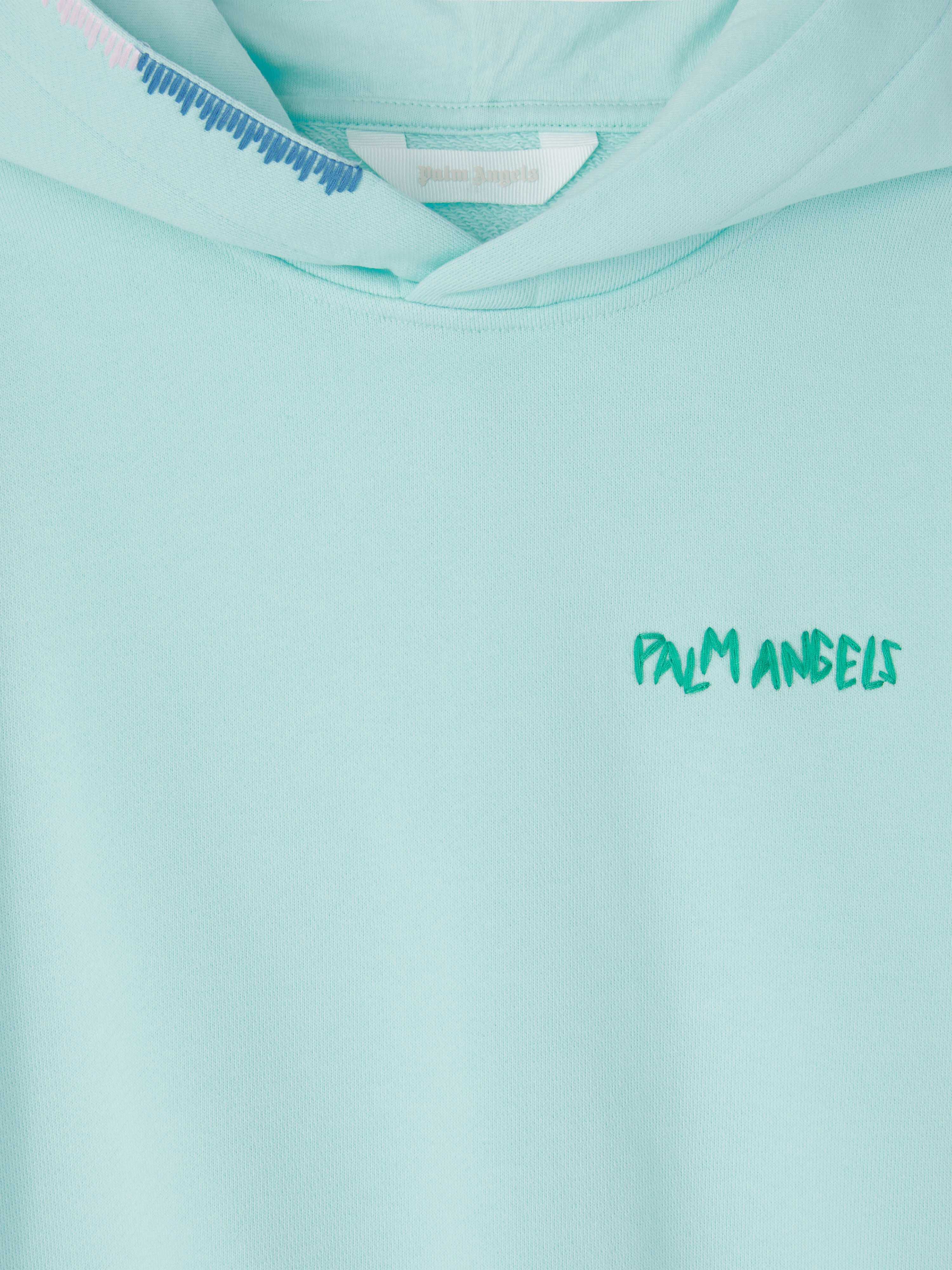 PALM ANGELS  Multicolor embroidered hoodie SKY BLUE GREEN PBBB012S25FLE001