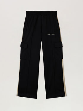 PALM ANGELS Classic Logo Cargo Track Pants BLACK - OFF WHITE PMCJ04BF25FAB001
