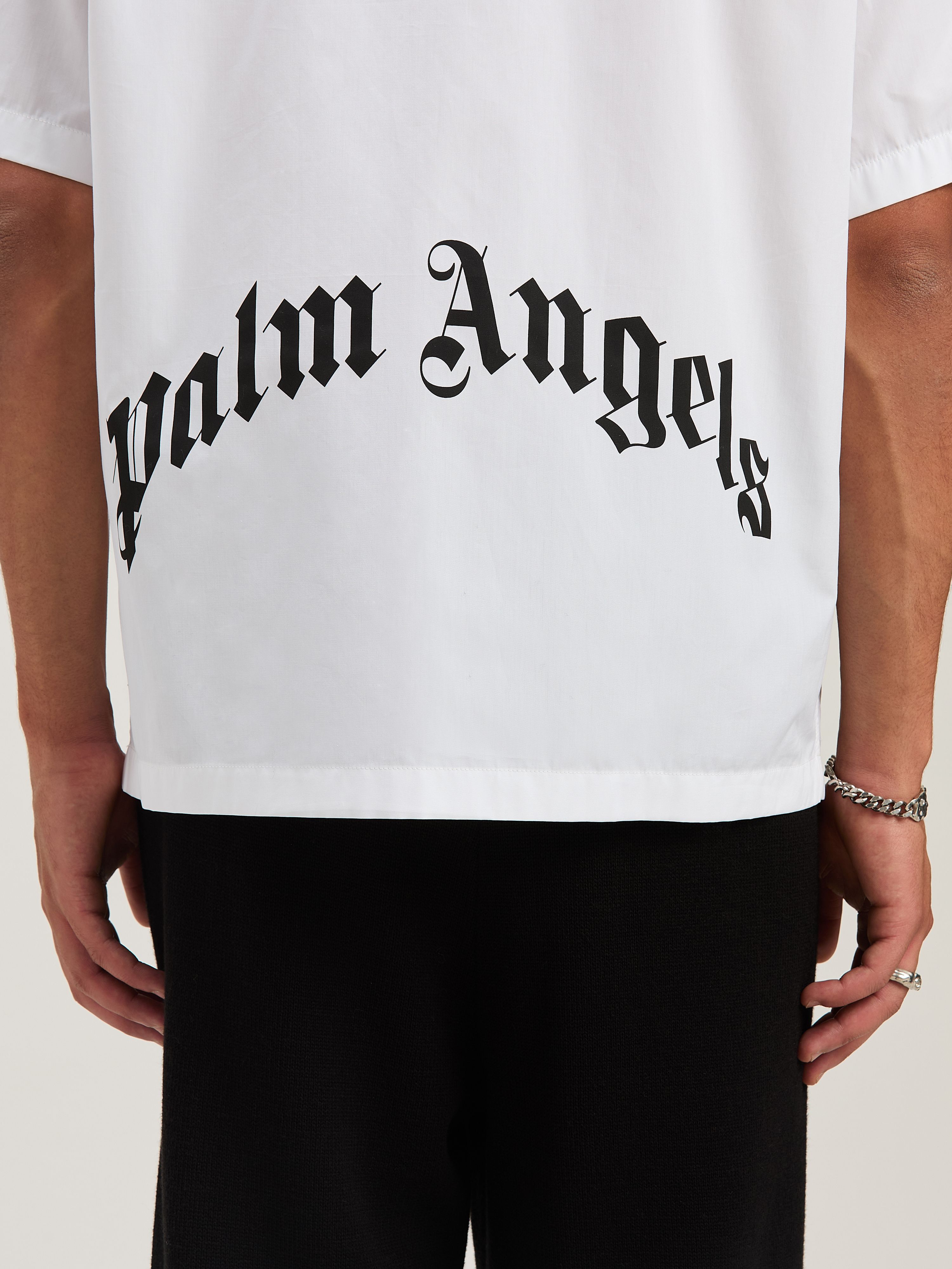 PALM ANGELS  Curved Logo short sleeves shirt WHITE - BLACK PMGG00AS25FAB004