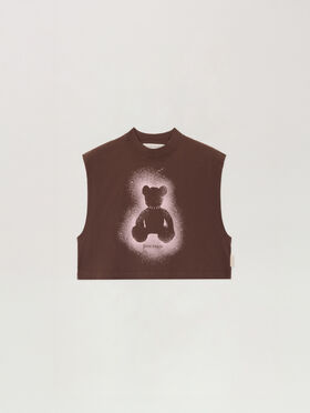 PALM ANGELS Spray Bear Boxy Tank Top BROWN PINK PWAC022S26JER001