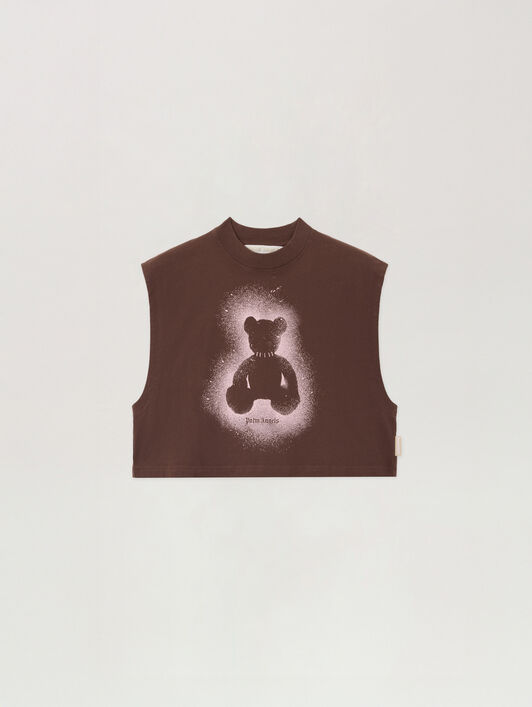 PALM ANGELS Spray Bear Boxy Tank Top BROWN PINK PWAC022S26JER001