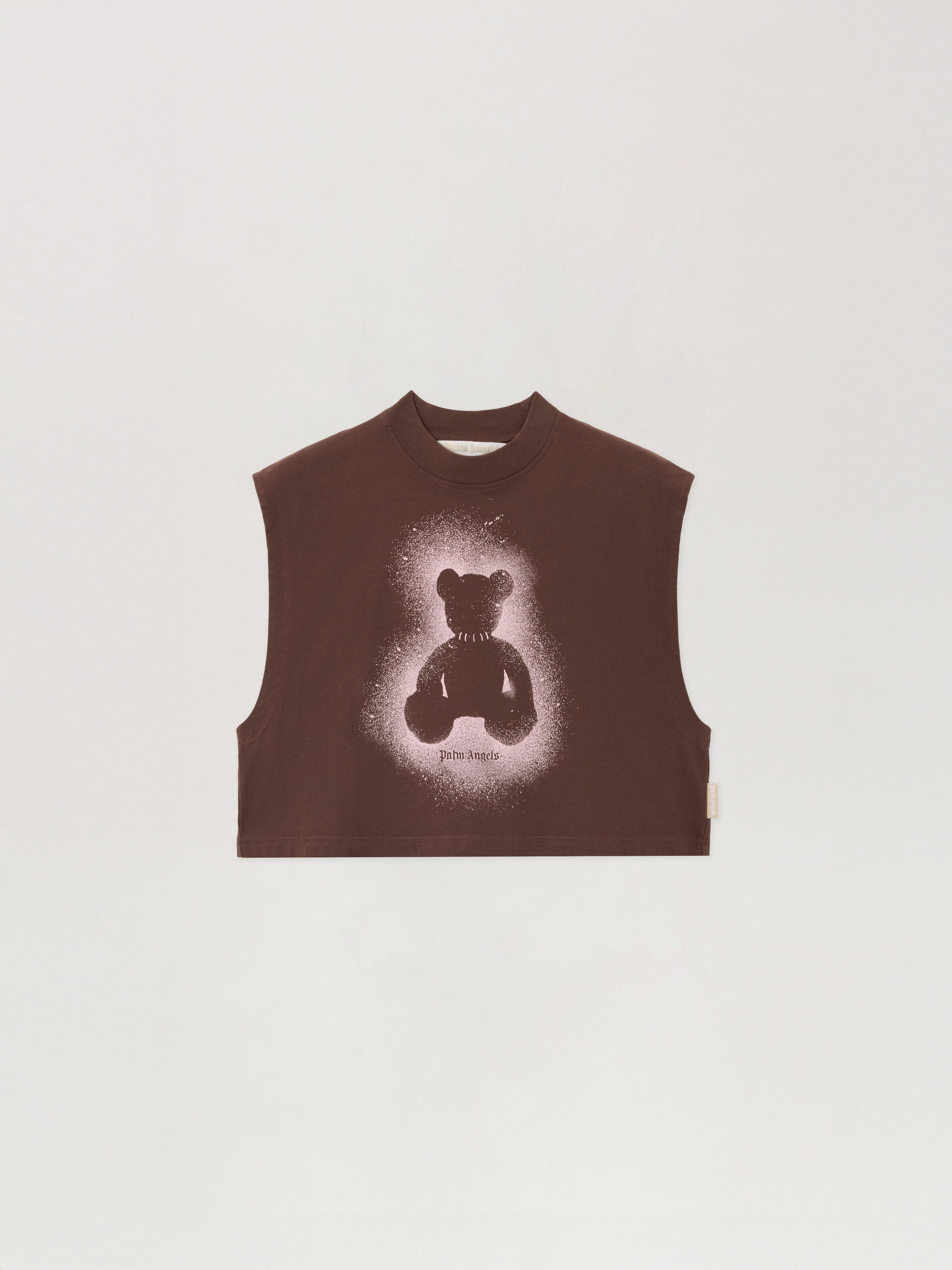 PALM ANGELS Spray Bear Boxy Tank Top BROWN PINK PWAC022S26JER001