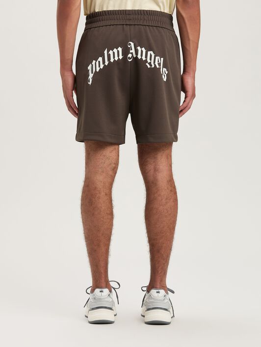 PALM ANGELS  Curved Logo Track shorts VINTAGE BLACK - OFF WHITE PMCL008S25FAB001
