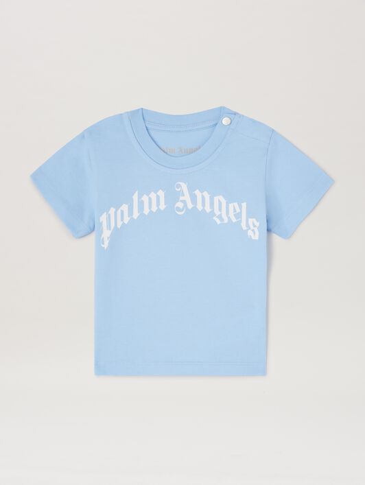PALM ANGELS  3 pack Curved logo T-shirst LIGHT BLUE OFFWHITE PB2X017S25JER002