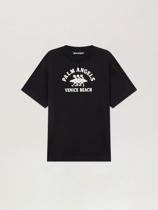 PALM ANGELS Surf Regular T-Shirt BLACK - OFF WHITE PAMAA01F26JR13