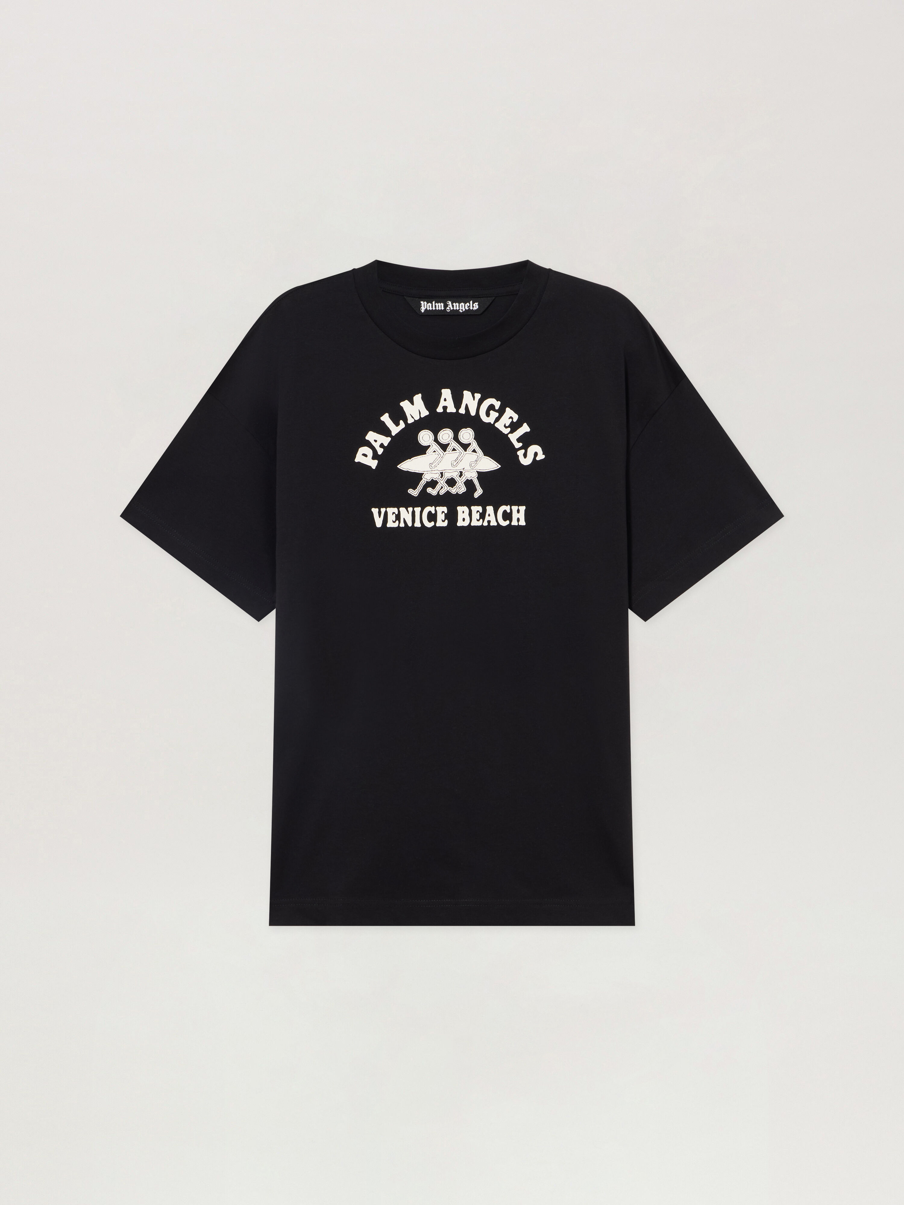 PALM ANGELS Surf Regular T-Shirt BLACK - OFF WHITE PAMAA01F26JR13