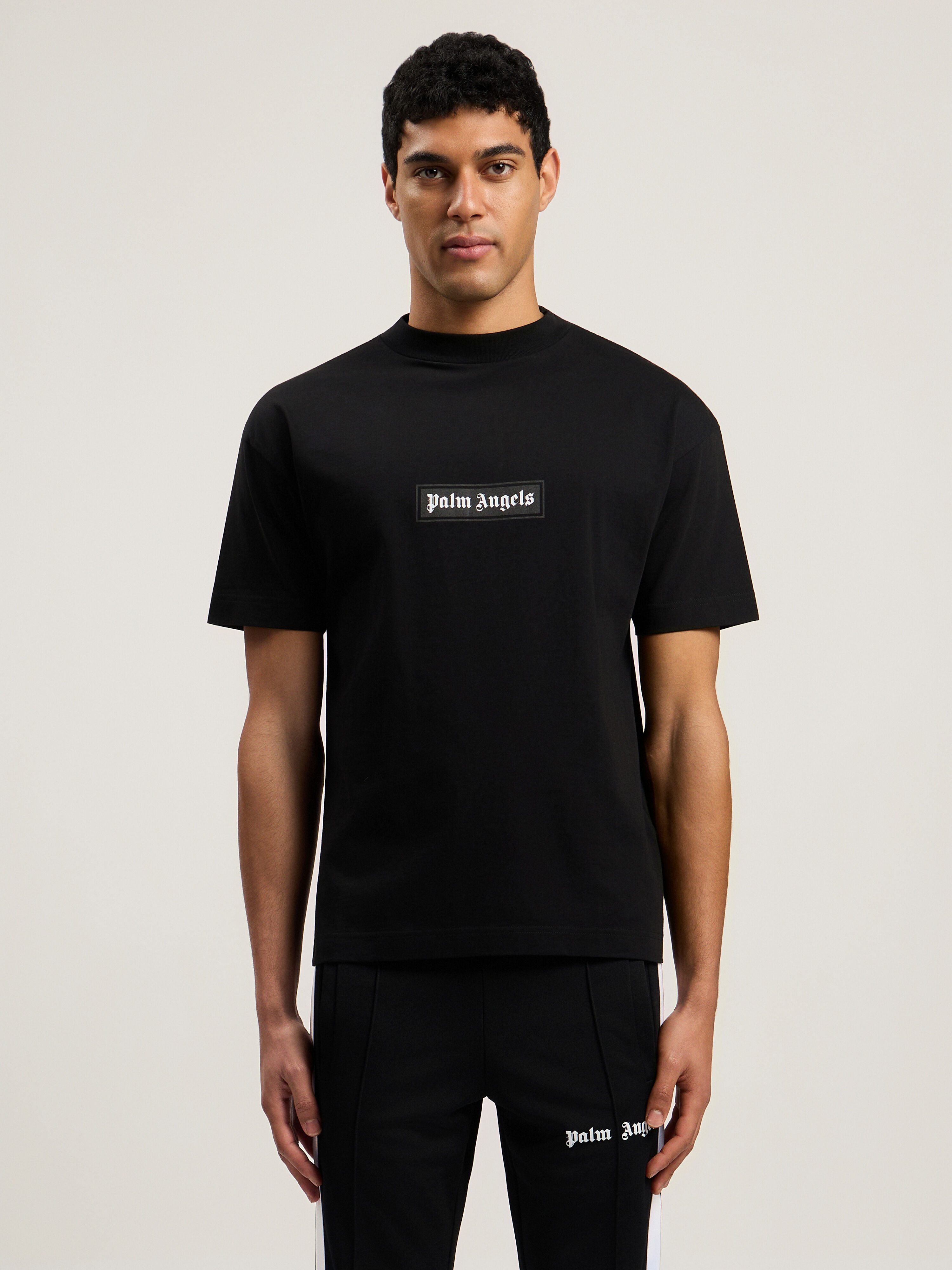 PALM ANGELS Box Logo T-Shirt BLACK - WHITE PMAA001C99JER032
