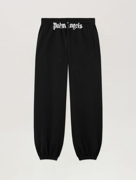 PALM ANGELS Waist Logo Sweatpants BLACK - OFF WHITE PAMCH01F26FL02
