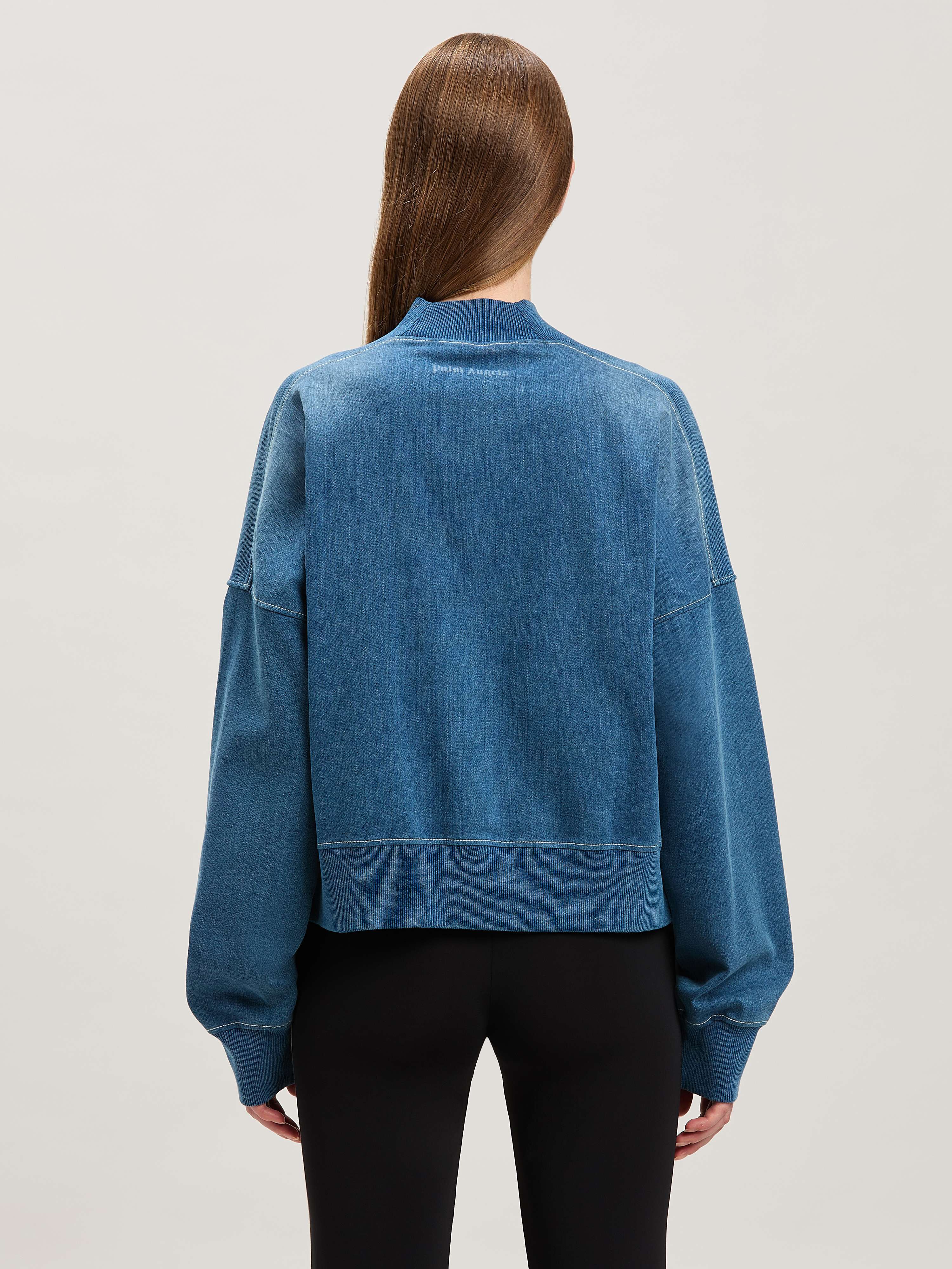 PALM ANGELS  Oval Palm lasered Sweatshirt INDIGO BLUE - LIGHT BLUE PWBA053S25FAB001