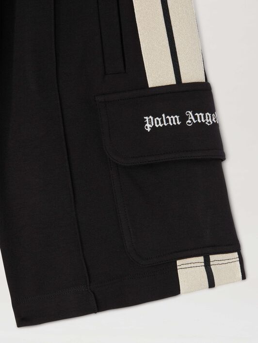 PALM ANGELS  Cargo Track shorts BLACK OFF WHITE PBCL004S25FLE001