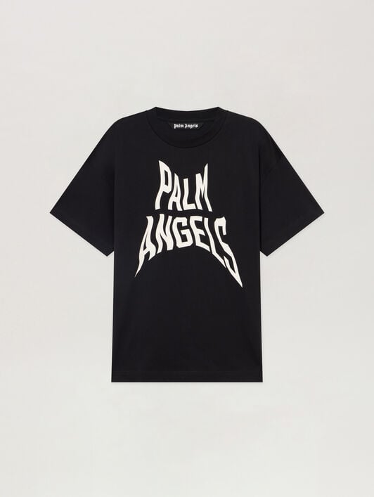 PALM ANGELS Palm Distorted Regular T-Shirt BLACK - OFF WHITE PAMAA01F26JR16