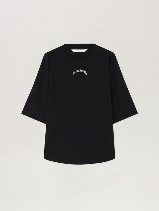 PALM ANGELS Curved Logo Over T-Shirt BLACK TOFU PWAA07CS26JER002