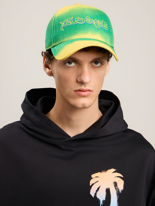 PALM ANGELS Thai Logo Tie Dye Cap YELLOW GREEN PMLB104S26FAB00A