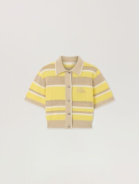 PALM ANGELS Palm Sway Beach Cardigan LIGHT YELLOW - KAKI PAWHB01F26KN01