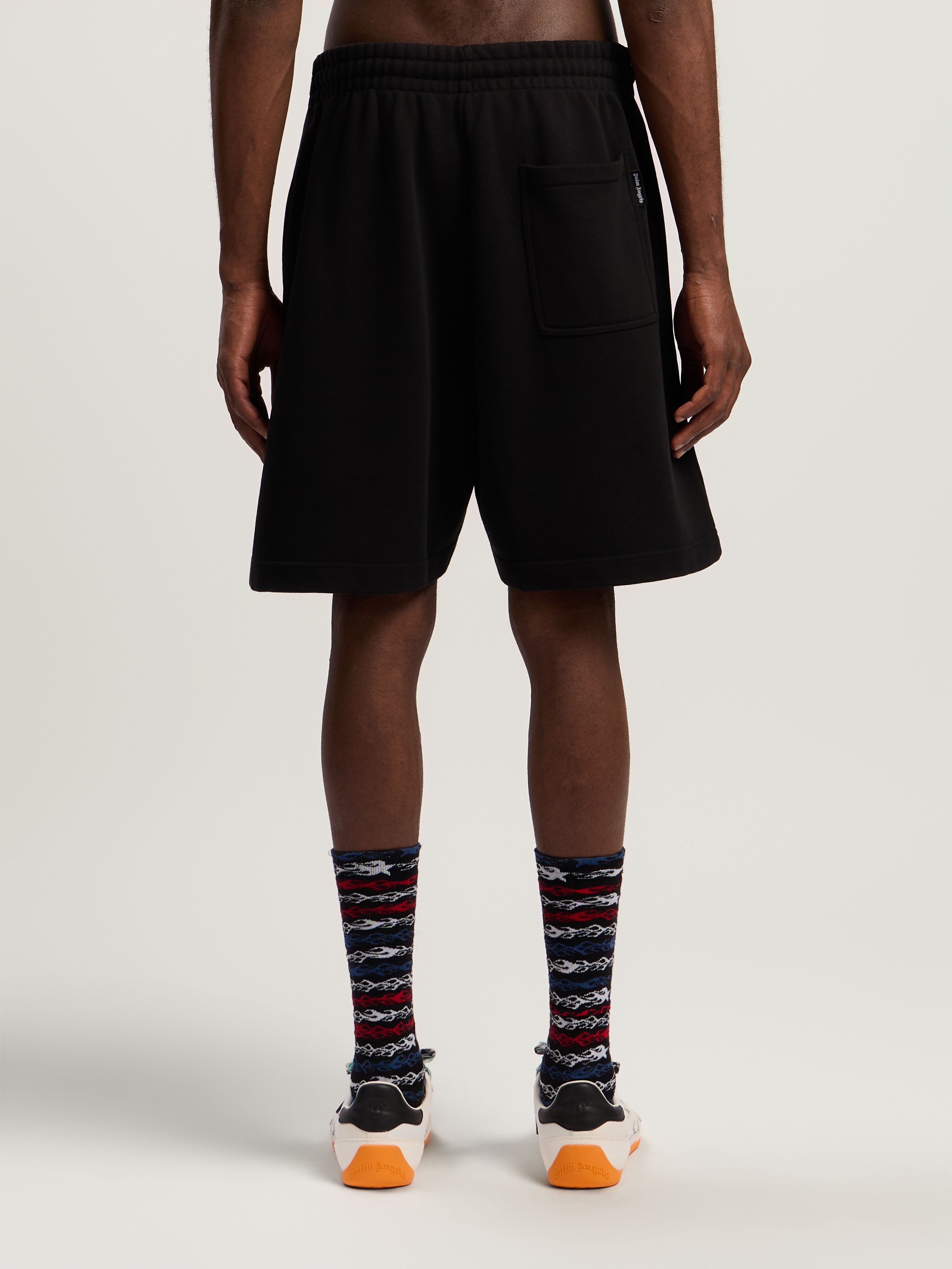 Sprayed Logo Sweatshorts in BLACK - FUCHSIA for Men | Palm Angels®
