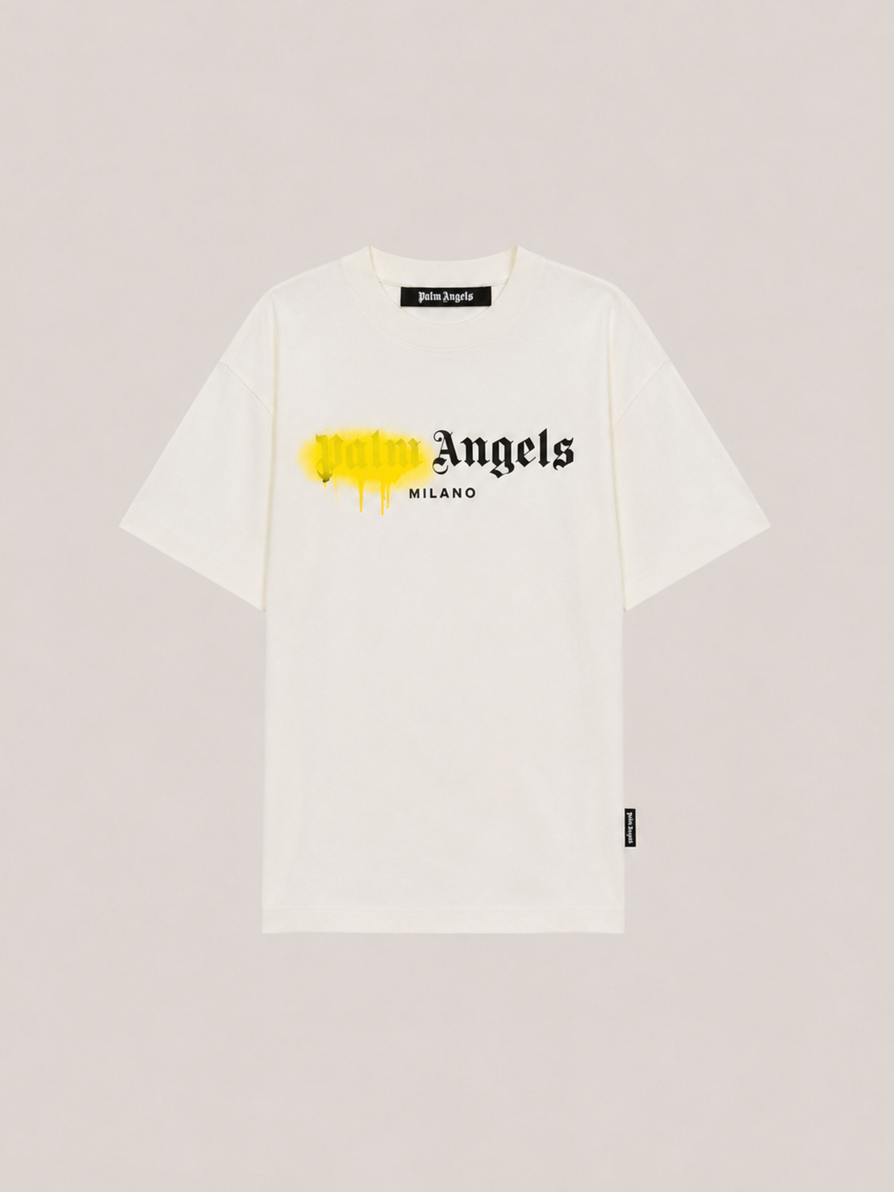 Spray City Milan T-Shirt PALM ANGELS Spray City Milan T-Shirt OFF White/Yellow PMAA109T26JER004