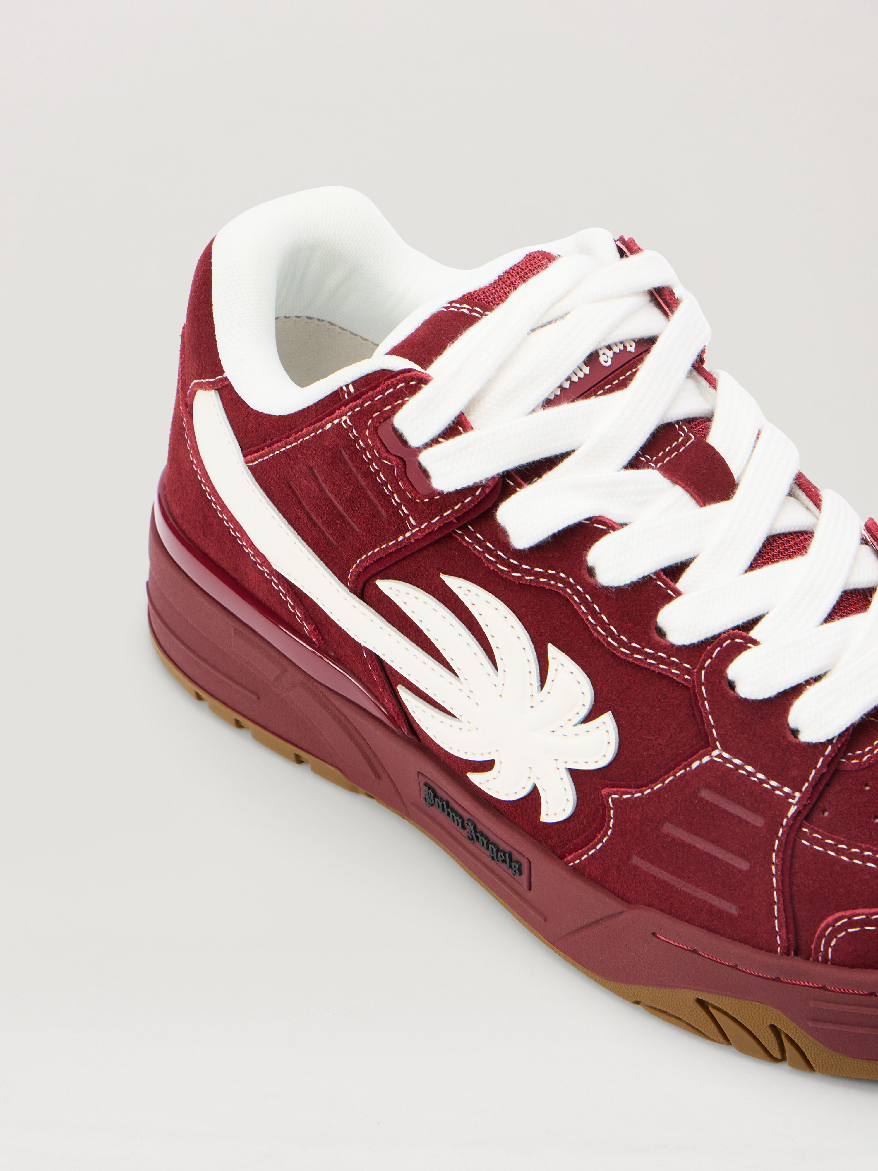 PALM ANGELS Venice Sneakers Suede BURGUNDY - WHITE PMIA101F25LEA003