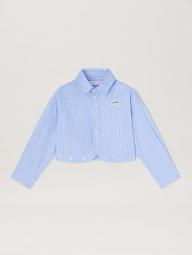 PALM ANGELS  Rheinstone striped cropped shirt BUTTER CHERRY PGAA001C99JER002