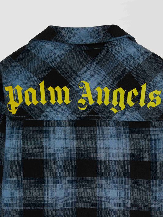 PALM ANGELS  Flannel printed shirt DUSTY BLUE YELLOW PBGE006S25FAB001
