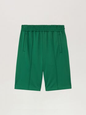 PALM ANGELS B Curved Logo Track Shorts GREEN BLACK PMCL00AS26FAB001