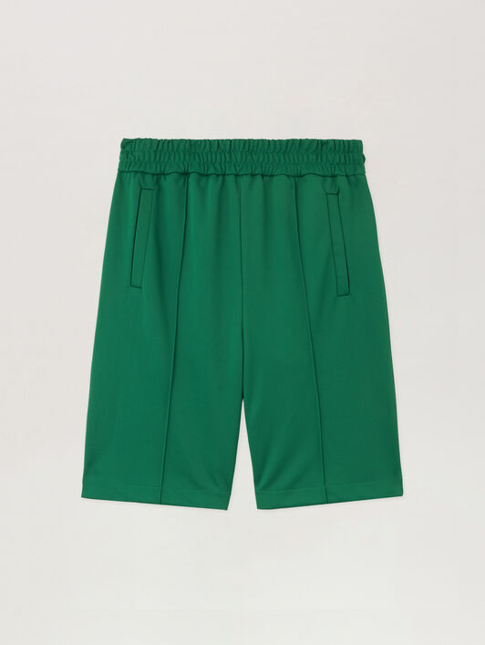 PALM ANGELS B Curved Logo Track Shorts GREEN BLACK PMCL00AS26FAB001