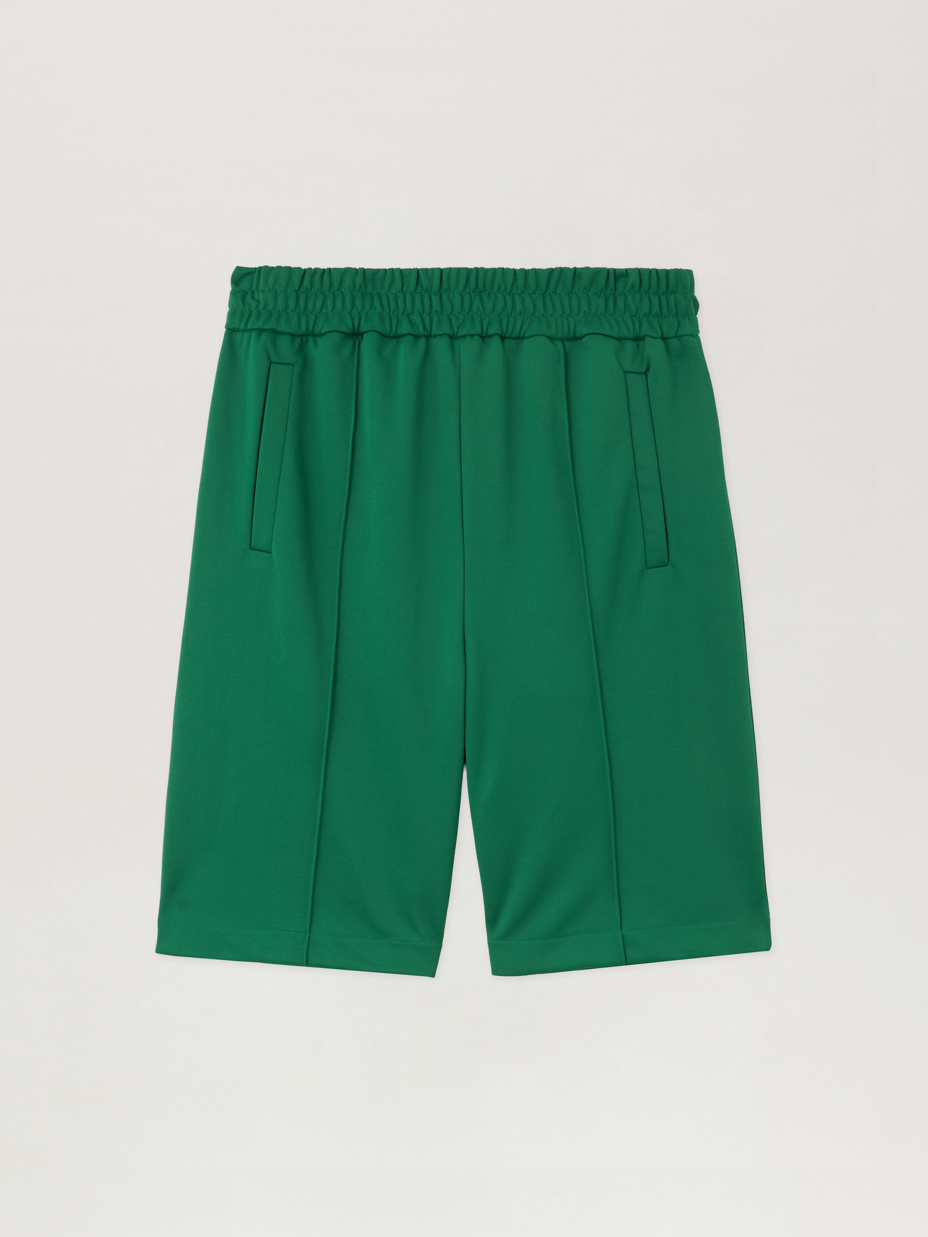 PALM ANGELS B Curved Logo Track Shorts GREEN BLACK PMCL00AS26FAB001