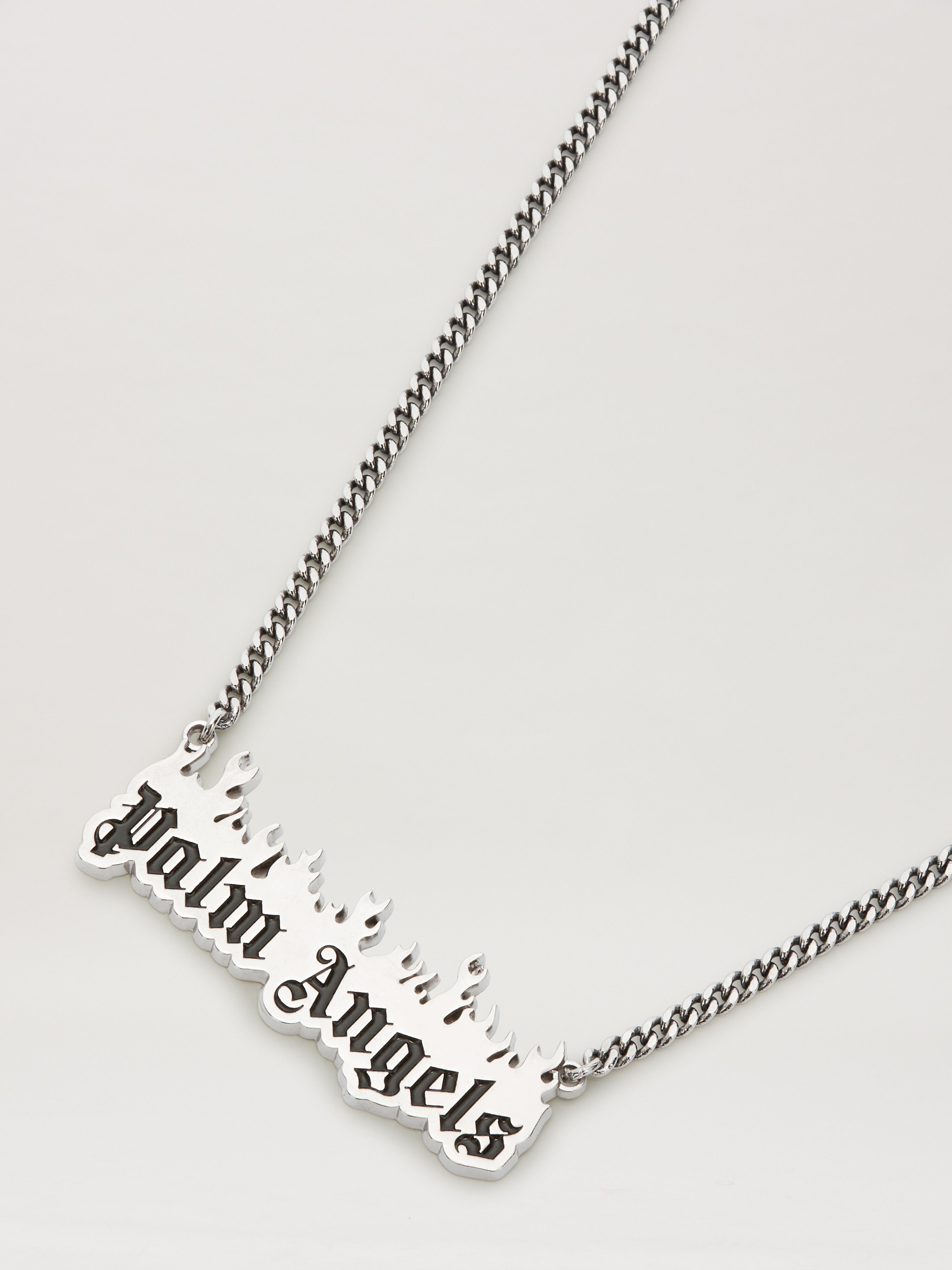 PALM ANGELS  Burning Logo Necklace SILVER - BLACK PMOB053S25MAT001