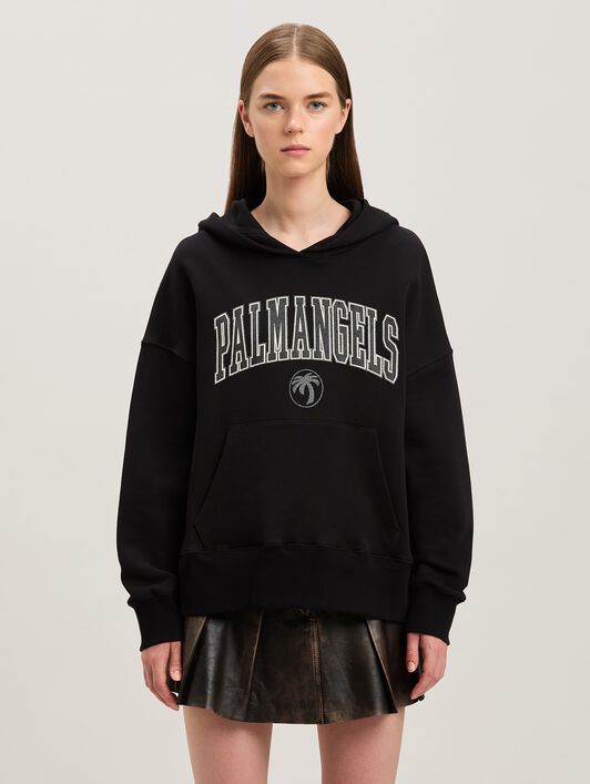 PALM ANGELS  College Hoodie BLACK - IVORY PWBB023S25FLE001