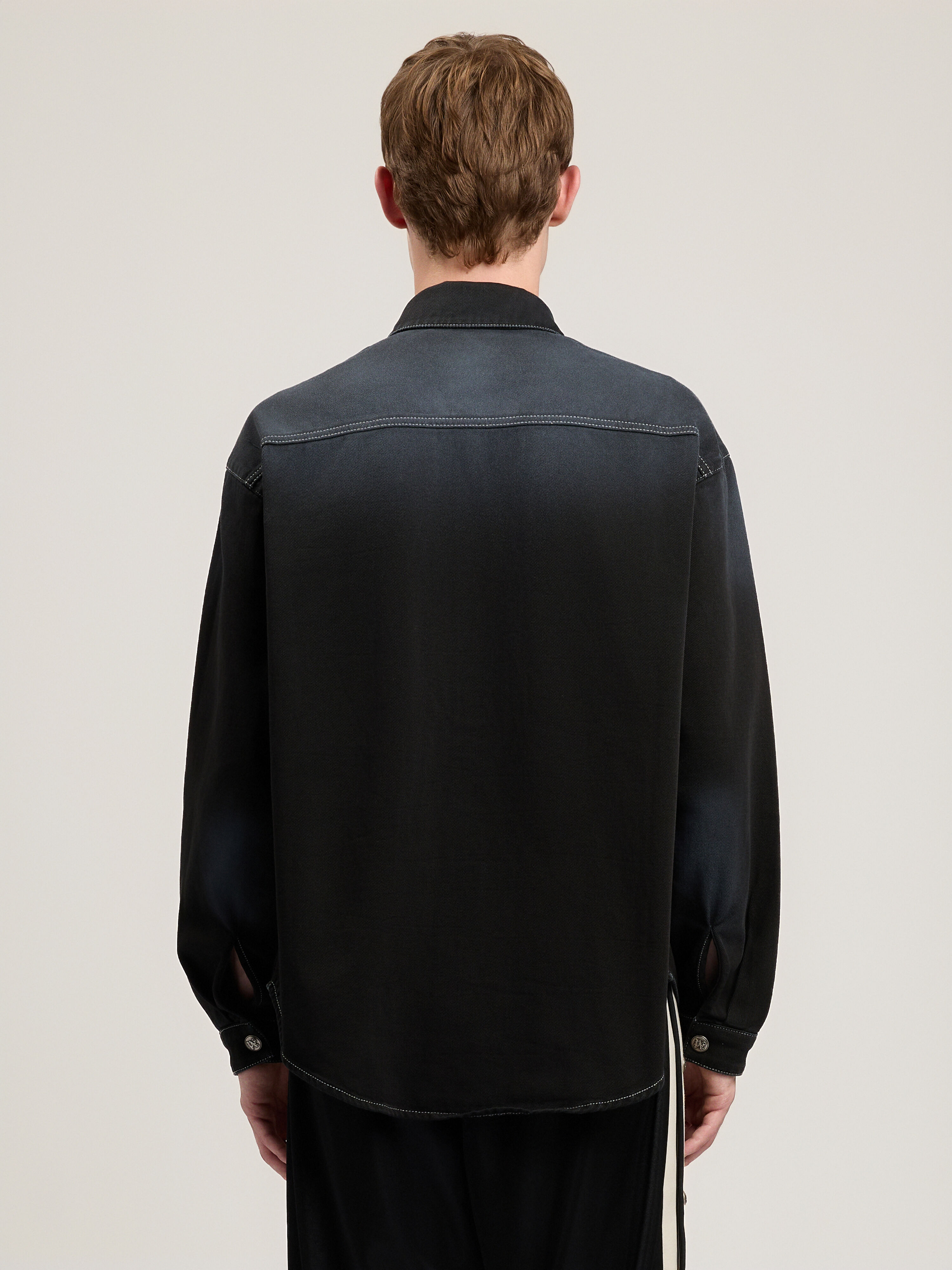 Classic Logo Loose Denim Shirt in BLACK OFF WHITE for Men | Palm