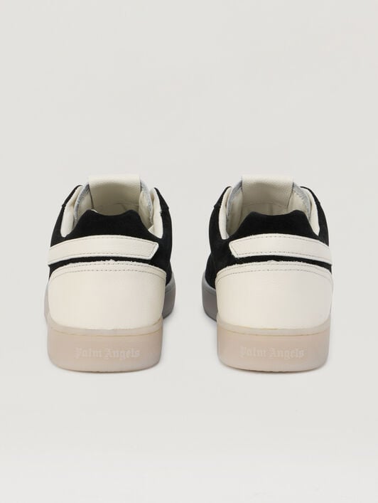 PALM ANGELS Palm Tennis Suede Sneakers BLACK IVORY PMIA111S26LEA001