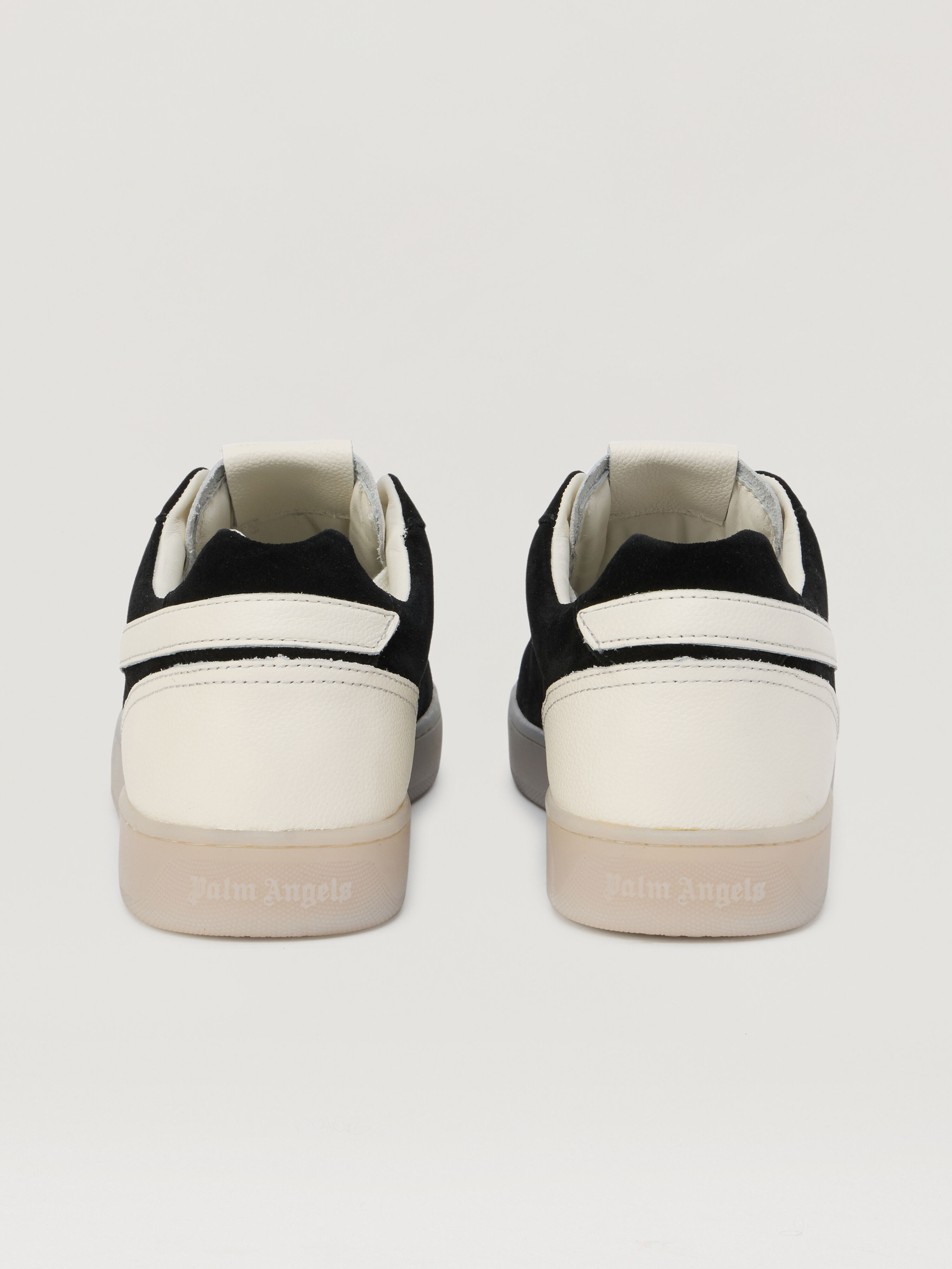 PALM ANGELS Palm Tennis Suede Sneakers BLACK IVORY PMIA111S26LEA001
