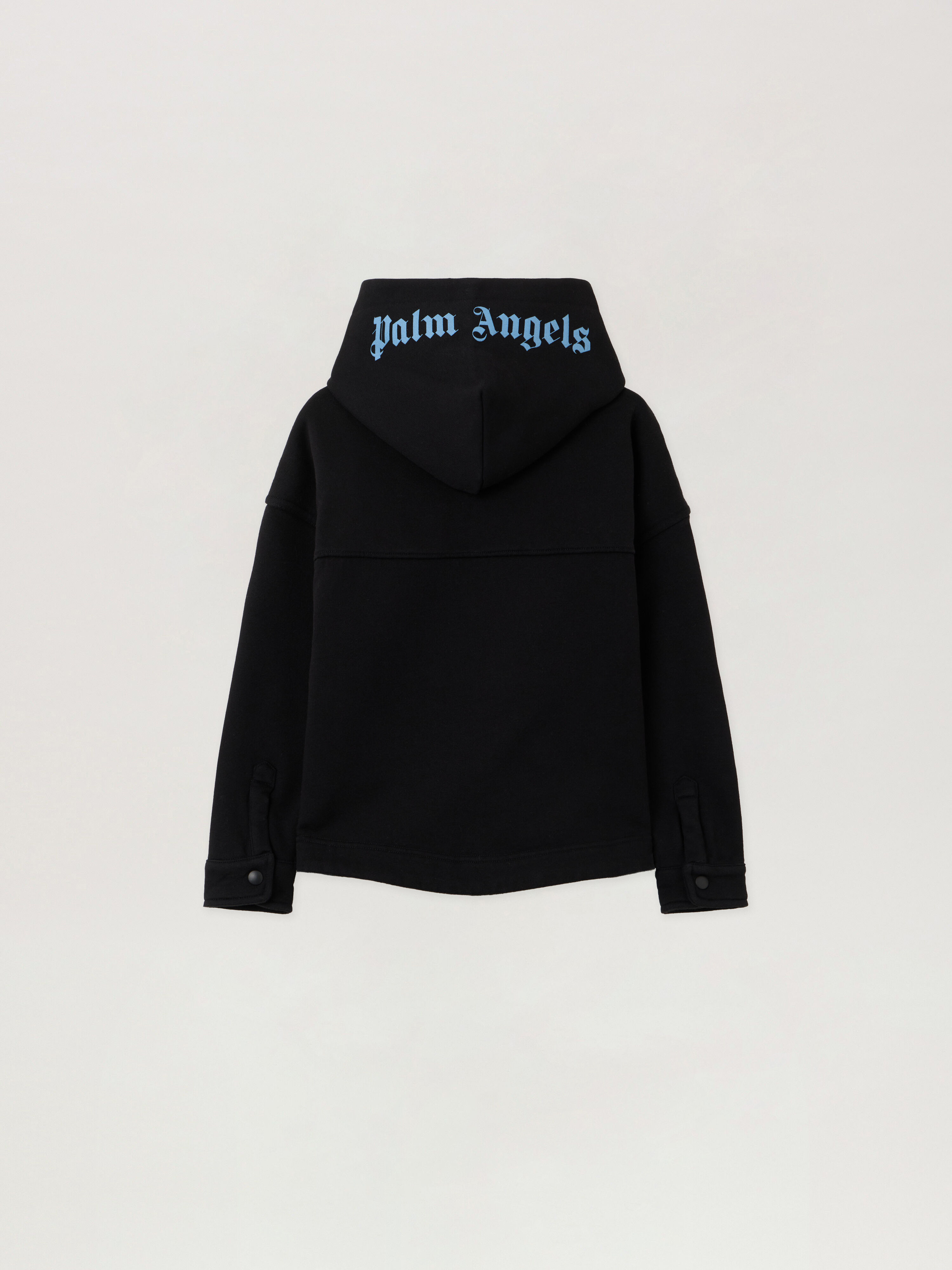 PALM ANGELS Classic Logo O/S Hoodie BLACK - LIGHT BLUE PBES002F25FLE001