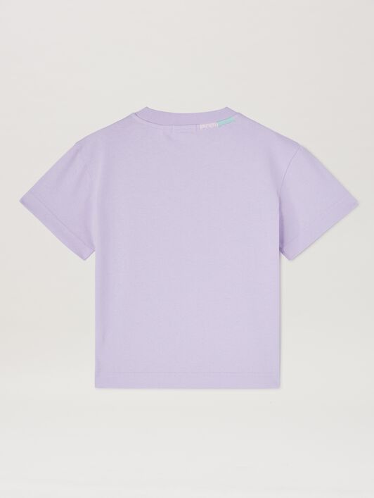 PALM ANGELS  Multicolored embroidered T-shirt LIGHT VIOLET CHERRY PGAA002S25JER004