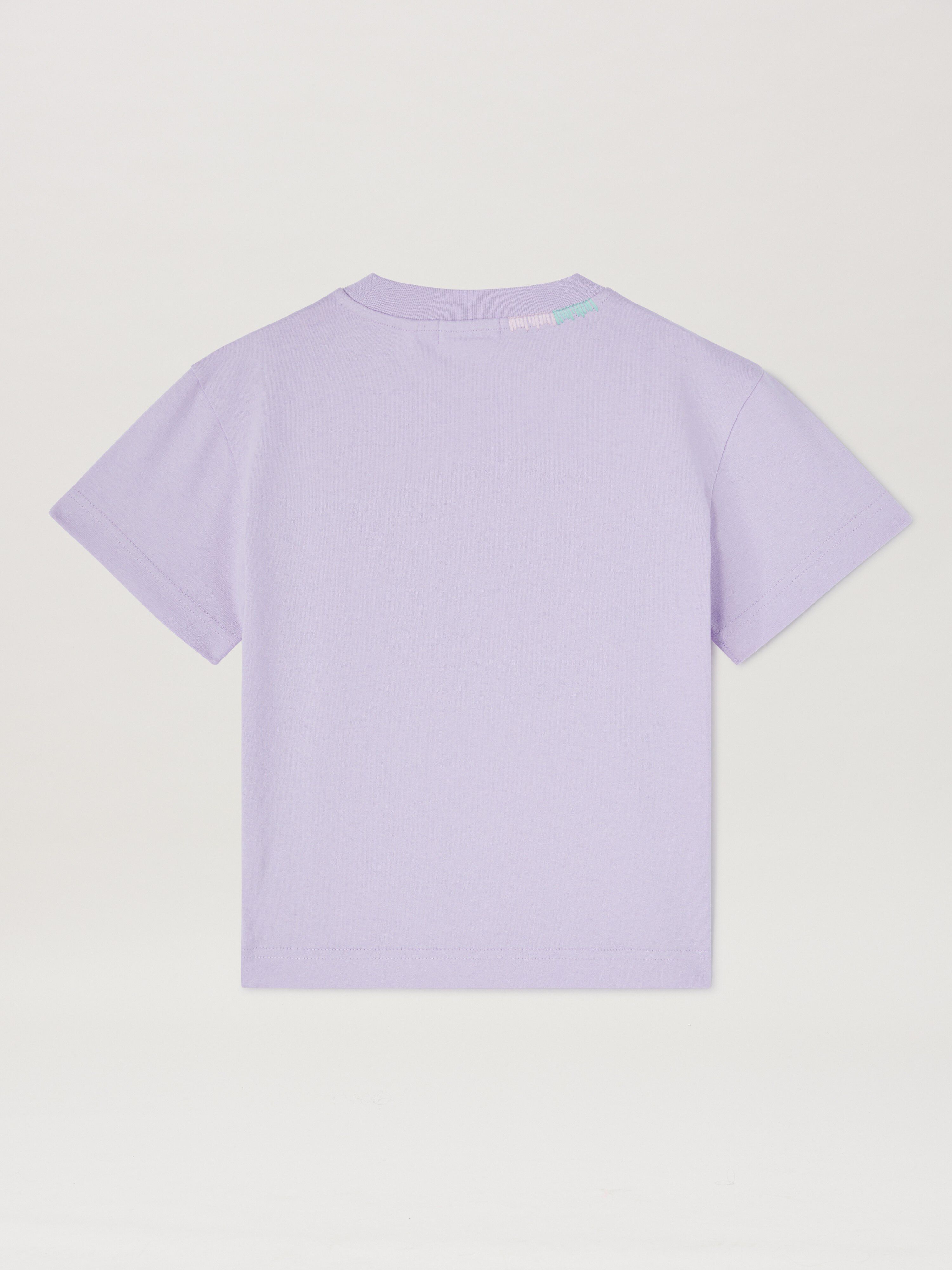 PALM ANGELS  Multicolored embroidered T-shirt LIGHT VIOLET CHERRY PGAA002S25JER004